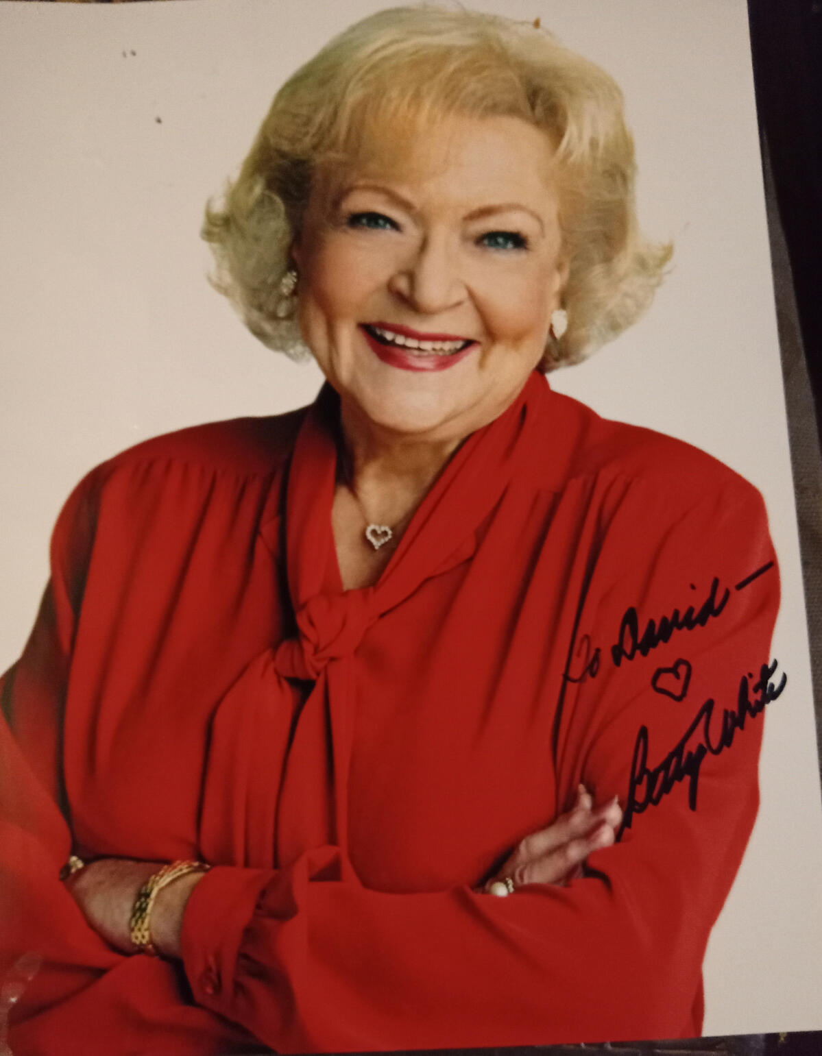 Comedian genius Betty White was kind to send me this inscribed photograph.