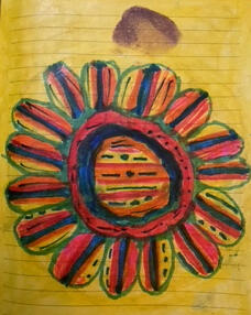 Sunflower artwork by David Eastis with his thumbprint