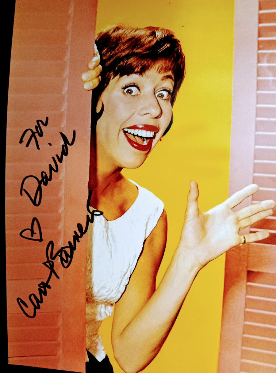 Extremely kind of Carol Burnett to take time to send me this superb photograph. She was in one of my favorite episodes of Get Smart during which time she swallowed an olive with a listening device in it.