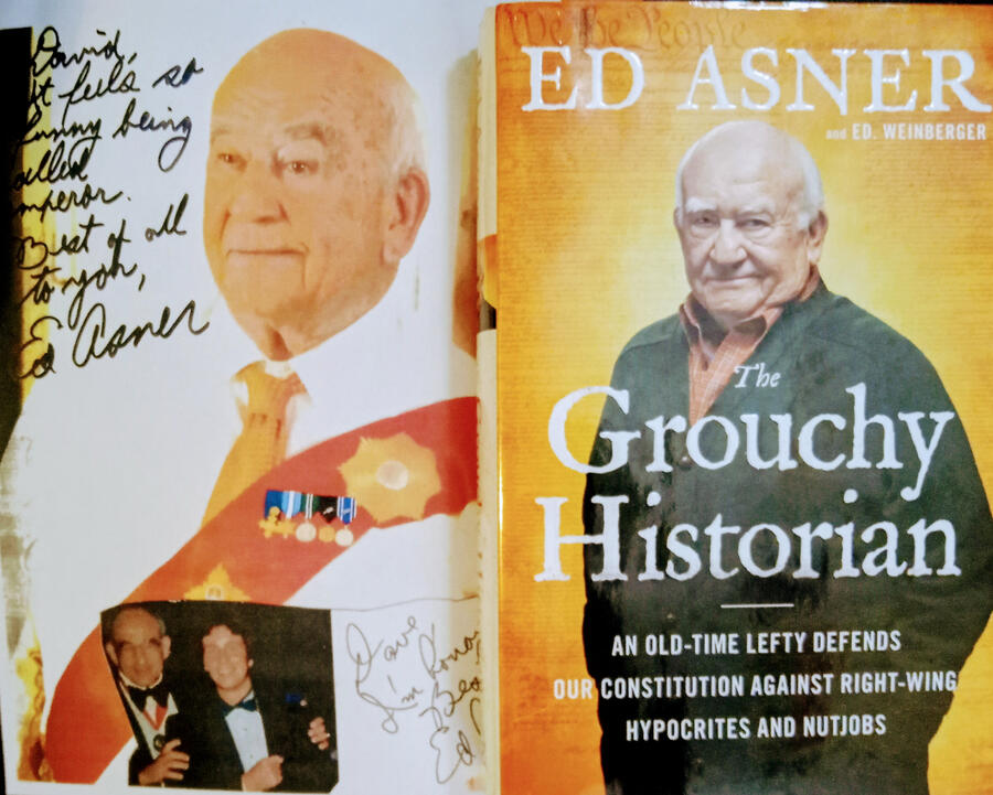 Actor Edward Asner and I first met in 1980 and he introduced me to his friend Henry Winkler. Ed endorsed my Leonardo da Vinci book and sent me this terrific book he wrote.
